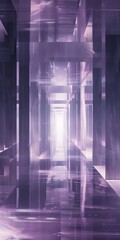 Wall Mural - An image of a virtual corridor filled with light and symmetrical reflections, giving a strong sense of depth and a futuristic atmosphere.