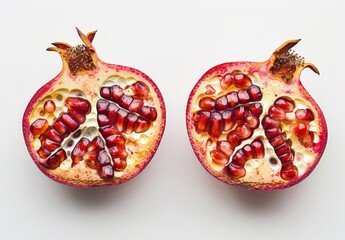 Wall Mural -  Vibrant Pomegranate Sliced in Half with Seeds