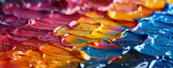 Fototapete - Wet paints in a vibrant abstract pattern on an oily surface