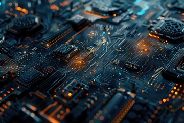 Poster - Close-up image of a computer circuit board with various components and wires