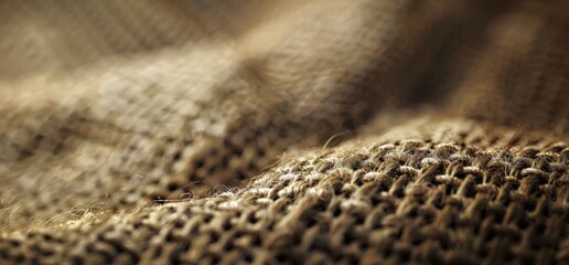 Poster -  Close-Up Texture of Rough Burlap Fabric