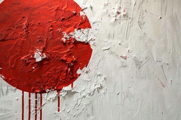 Wall Mural -  Vibrant Red Abstract Art with Splatter Technique, Symbolizing Passion and Energy