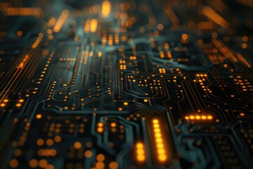 Poster - a close-up view of a computer circuit board with various components and wires