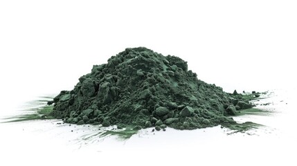 Wall Mural - A small amount of green powder sits on a clean white surface, awaiting use or further processing