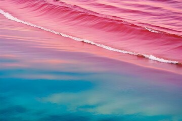 Tropical pink beach with blue sea