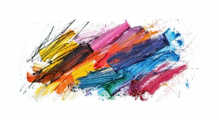 Canvas Print - Close-up view of a vibrant, multicolored painting on a clean white background