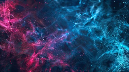 Wall Mural - Futuristic abstract background with glowing particles and lines. 3d rendering