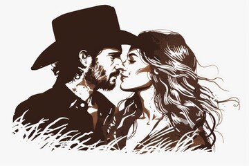 Wall Mural - A simple illustration of a man and a woman together