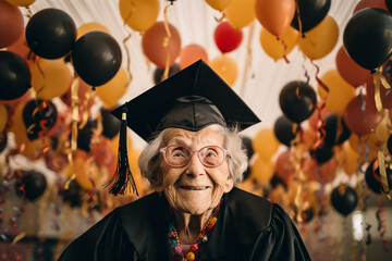 Sticker - Successful senior student in graduation cap and gown generative AI technology