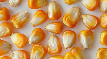 Wall Mural -  Fresh Corn on the Cob: Close-up Photograph of Yellow Kernels with White Ears