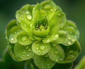  Vibrant Flower with Dewy Petals and Nectar-Rich Center, Captured in Close-Up Detail