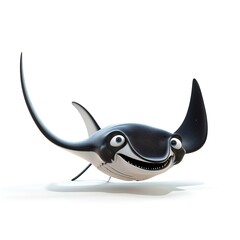 Wall Mural - Manta Ray 3D cartoon isolated whitebackground 