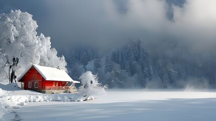 Poster - winter landscape with snow