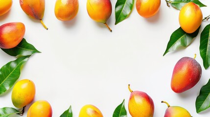 Wall Mural - A copy space image of mango set against a white background. Generative AI