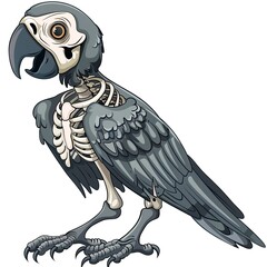 Wall Mural - Parrot skeleton cartoon isolated whitebackground