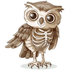 Wall Mural - Owl skeleton cartoon isolated whitebackground