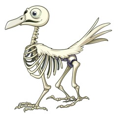 Wall Mural - Pigeon skeleton cartoon isolated whitebackground 