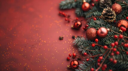 Wall Mural - A festive background with a Christmas tree symbolizing the New Year is seen on a Christmas greeting card. Generative AI