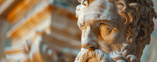 A close-up shot of a Michelangelo sculpture, its intricate details and timeless beauty showcasing the genius of the Renaissance master, celebrating the pinnacle of human artistic expression.