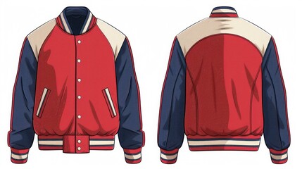 Wall Mural - Classic Red and Blue Varsity Jacket Illustration