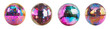 © Loony Dream Designs - Shiny disco balls with colorful reflections party decoration transparent background