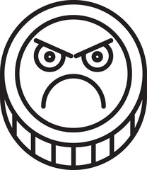 Canvas Print - Angry Coin Emoji Line Art
