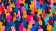 © Nayyab - Vibrant multi-ethnic community seamless pattern: colorful diverse people crowd abstract art illustration reflecting cultural diversity in modern collage painting style
