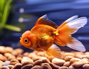 Oranda goldfish in aquarium fish tank