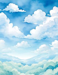 Wall Mural - landscape with blue sky and clouds