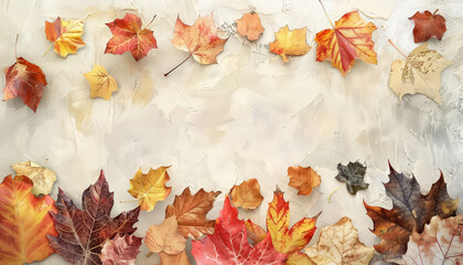 Wall Mural - A close up of a bunch of orange leaves on a white background