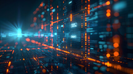 Poster - futuristic digital technology and data network background