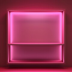 Sticker - A modern minimalist pink shelf with a shadow effect, providing a sleek stylish wallpaper or background