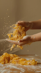 Wall Mural - hands making pasta