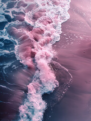 Wall Mural - pink waves on a beach