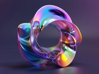 Sticker - Captivating abstract iridescent 3D sculpture can be used as a futuristic wallpaper or abstract background