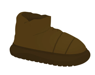 Poster - Brown  chunky snow  boot. vector