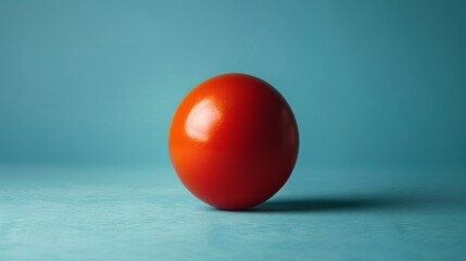 Sticker - A red ball is sitting on a blue surface