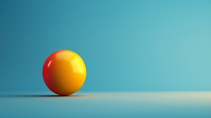 Wall Mural - A yellow ball is sitting on a blue background