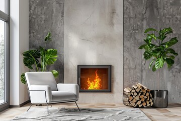 Sticker - A luxurious and cozy living room with an elegant fireplace provides an abstract idea of comfort, ideal for wallpaper and background usage