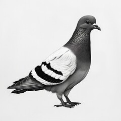 Poster - Grey and White Pigeon Perched on Branch