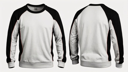 Blank sweatshirt mock up front and back view in color black template . crew neck mock up Created Generative Al