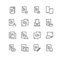 Poster - Set of documents and paperwork icons, office work, document flow, contract, file folder and linear variety vectors.	
