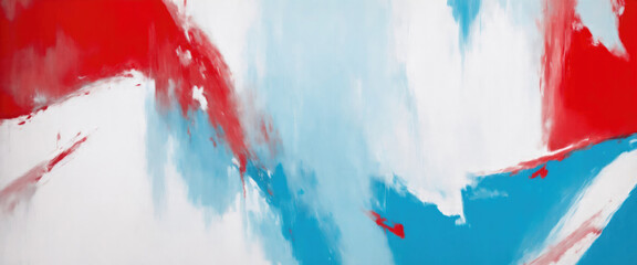 Wall Mural - Abstract art background oil painting Red and white, Turquoise blue