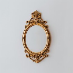 Sticker - Golden Oval Mirror with Decorative Frame