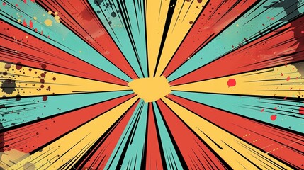 Canvas Print - Vibrant Radial Burst Comic Style Illustration with Dynamic Colors