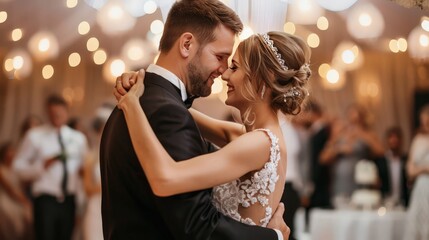 Poster - The first dance as a married couple is a moment of pure romance, a private world shared on the dance floor amidst the celebration.