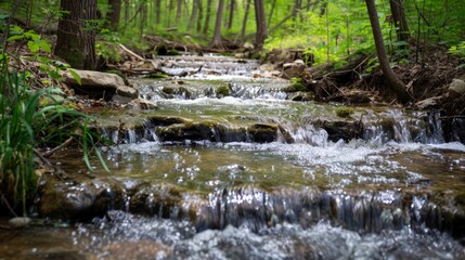 Sticker - The gentle sound of a babbling brook can soothe the soul, offering a moment of peace and reflection in the midst of nature.