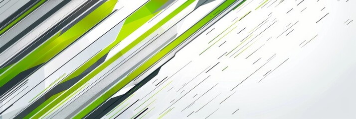 Poster - Abstract Geometric Design with Green and Gray Stripes