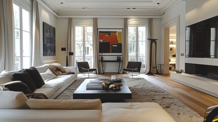 Poster - The living room's design can blend traditional and modern elements for a timeless appeal.