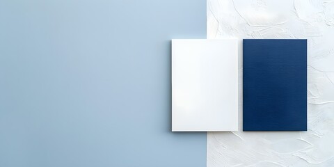 Wall Mural - Navy blue rectangle on white background for a clean modern look. Concept Minimalist Design, Clean Aesthetic, Modern Color Palette